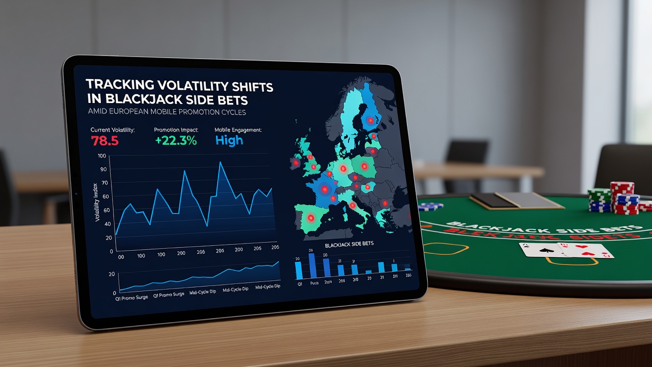 Diagramm veranschaulicht Volatilitätsspitzen bei Side Bets in mobilen Blackjack-Sitzungen